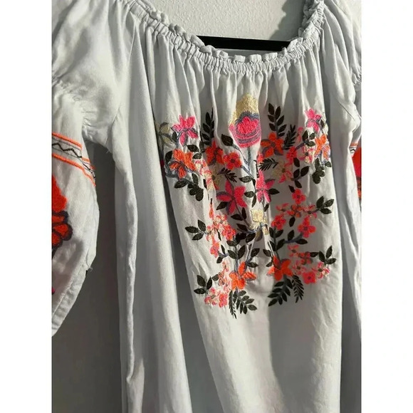Free People Fleur Du Jour Embroidered Off Shoulder Dress Boho Floral M - Picture 6 of 16